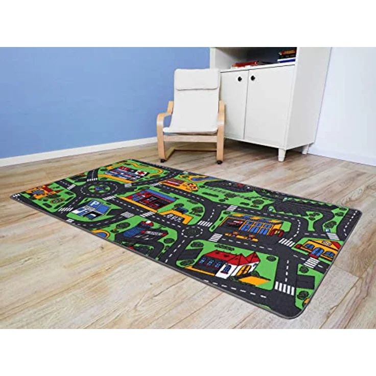 Primaflor-Ideen in Textil Kinderteppich CITY, rechteckig, Höhe: 5 mm, Straßen-Spiel-Teppich, Straßenbreite ca. 9 cm, Kinderzimmer – Bild 2