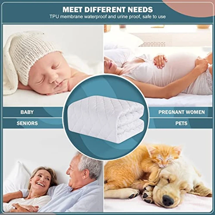 Dudu N Girlie Gesteppter wasserdichter Reisebett Matratzenschoner 65x95 cm - Stoff hypoallergen und geräuschlos Spannbettlaken Bezug - 100% wasserdichter Matratzenschoner Kinderbett Matratzenauflage – Bild 6