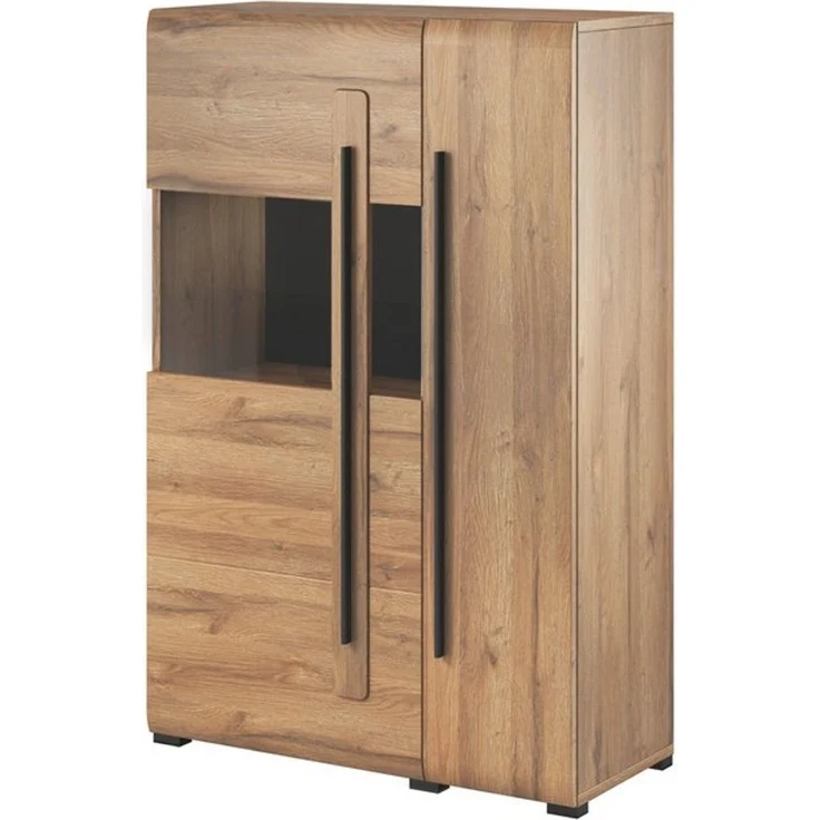 Highboard Vitrine Eiche Grandson Nb. TURDA-83 moderner Stil mit Absetzungen in schwarz, B/H/T: ca. 90/136/39 cm – Bild 4
