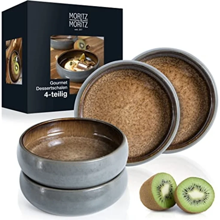 Moritz & Moritz Dessertschale Moritz & Moritz SOLID 4x Dessertschale Beige, Steinzeug, (4er Set, 4-tlg), Dip Schälchen aus Steinzeug für Dessert – Bild 1