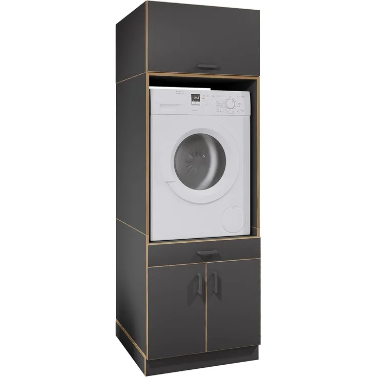 VCM Badmöbel Waschmaschinenschrank Rislo 921894 Anthrazit H. 200 x B. 67 x T. 48 cm