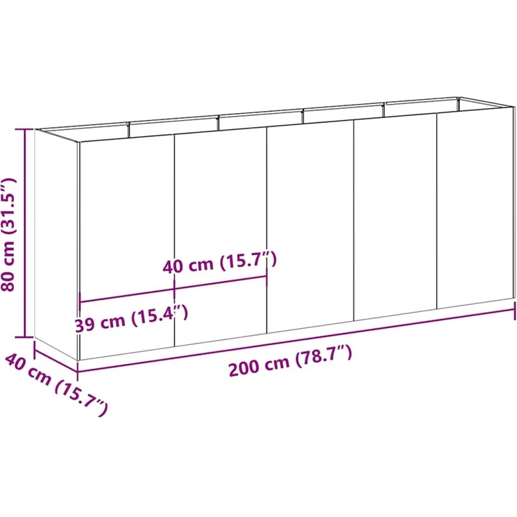 vidaXL Pflanzkübel 200x40x80 cm Edelstahl 860728 – Bild 8