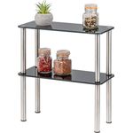 bremermann Küchenregal Glas-Regal, Küchenregal 2 Ebenen, Glas/Edelstahlfüße, schwarz