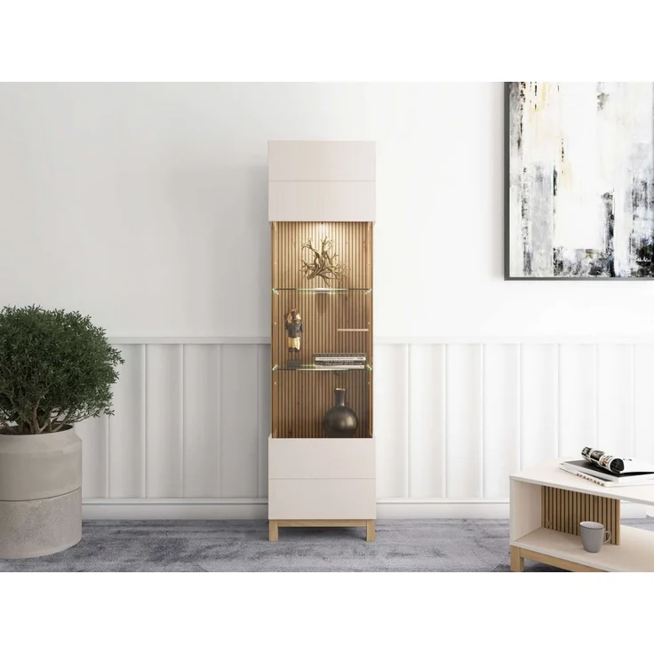 Home affaire Vitrine Essex Vitrinenschrank, Glasschrank, Standvitrine, Highboard 1 Tür, 4 Einlegeböden, 5 Fächer, Gesamtmaße (B/T/H): 51,5/35/191,5 cm – Bild 1