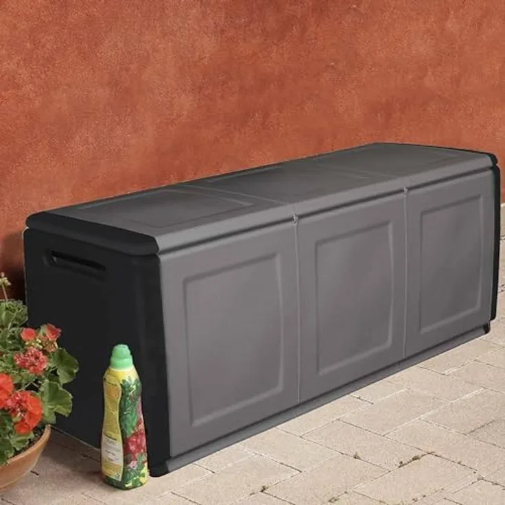 Dmora - Zele-Koffer, Mehrzwecktruhe, Aufbewahrungskoffer, Aufbewahrungsbox, 100 % Made in Italy, 138 x 53 x 57 cm, Hellgrau und Schwarz