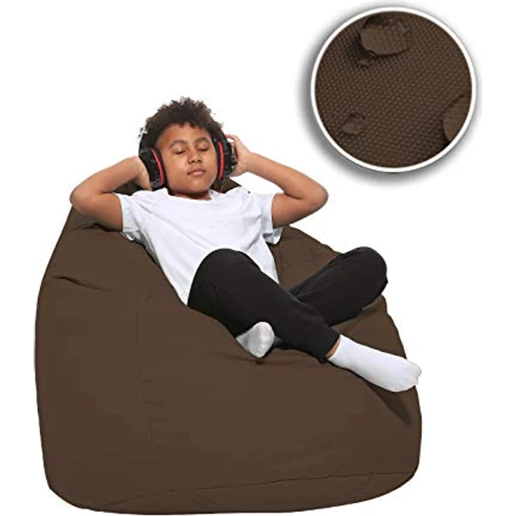 HomeIdeal - Sitzsack XXL Bodenkissen für Erwachsene & Kinder - Geeignet für Gaming oder Entspannen - Indoor wie Outdoor da er Wasserfest ist - mit EPS Perlen, Farbe:Braun, Größe:XXXL – Bild 8