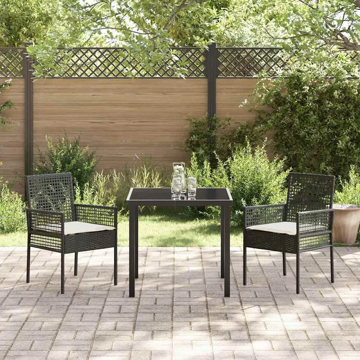 vidaXL Gartenstuhl 2 pcs Schwarz 55 x 53 x 85 cm Poly-Rattan 42003445 – Bild 2