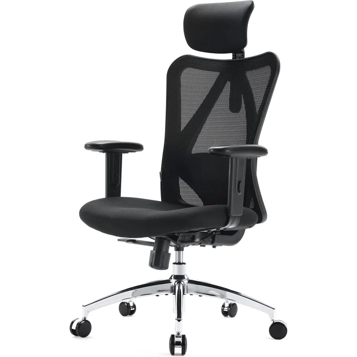 SIHOO Bürostuhl Ergonomischer Schreibtischstuhl, Drehstuhl hat Verstellbarer Lordosenstütze, Kopfstütze und Armlehne, Höhenverstellung und Wippfunktion, Rückenschonend, Bis 150kg/330LB Belastbar