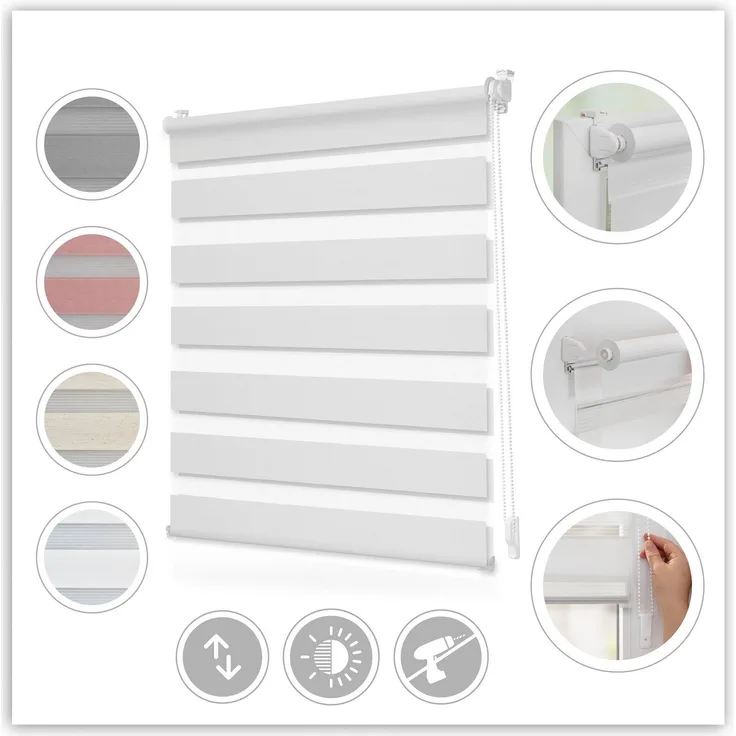 Doppelrollo Duo-Rollo Klemmfix, ohne Bohren, blickdicht, LICHTBLICK ORIGINAL, Lichtschutz, ohne Bohren, freihängend, Klemmfix, einfache Montage des Rollos