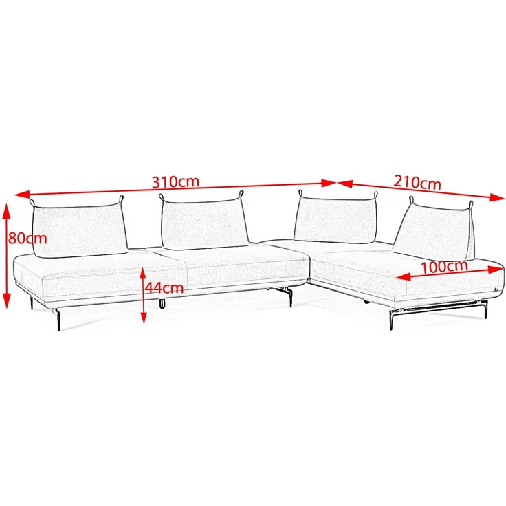 KAWOLA Ecksofa CANE Schlafsofa Daybed Stoff lila 80 x 210 x 310 cm – Bild 8