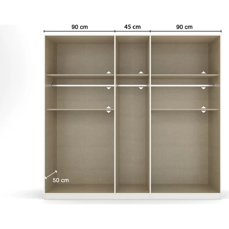 rauch Kleiderschrank, Drehtürenschrank TICAO, 9-türig, 2 Schubkästen, inkl. Türdämpferset, Alpinweiß/Atlantik Oak dunkel, 226 x 210 x 54 cm – Bild 6