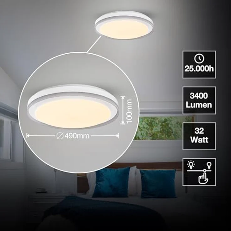 Osram SMART + WIFI LED Deckenleuchte, weiß, 32W, 3400lm, Weißlichtfunktion, dimmbar, dynamischer Magic-RGB Lichteffekt, lange Lebensdauer, einfache Montage, App-steuerbar, 2700-6500K – Bild 7
