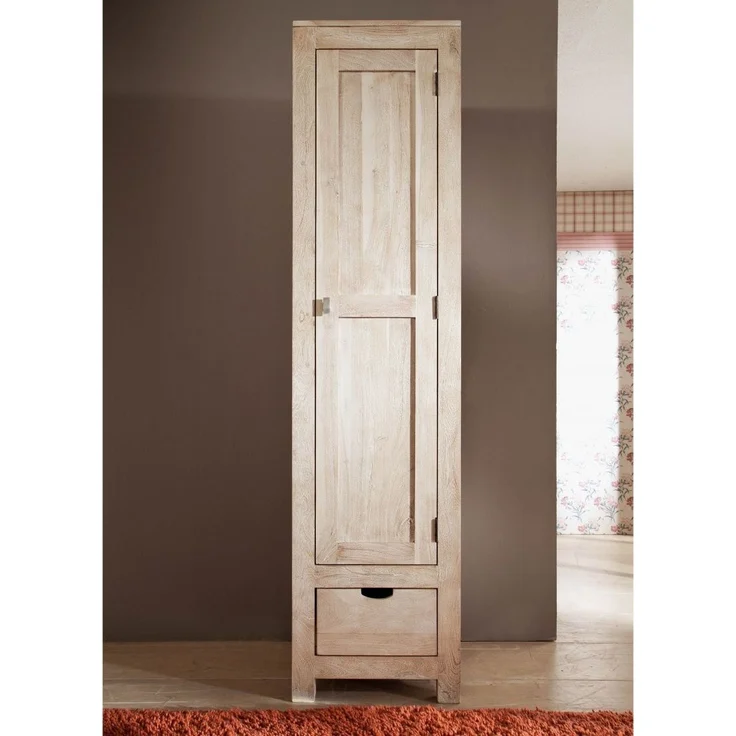 Schrank Akazie 48x60x200 white stone getüncht NATURE WHITE #98 – Bild 3
