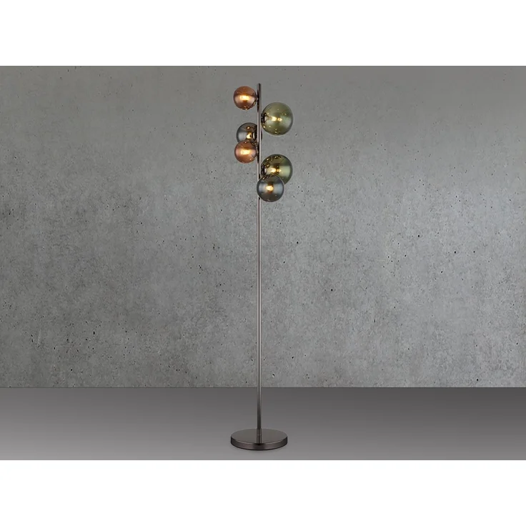 Stehleuchte RIHA Anthrazit 6-flammig mit bunten Glaskugeln, Höhe 155cm – Bild 3