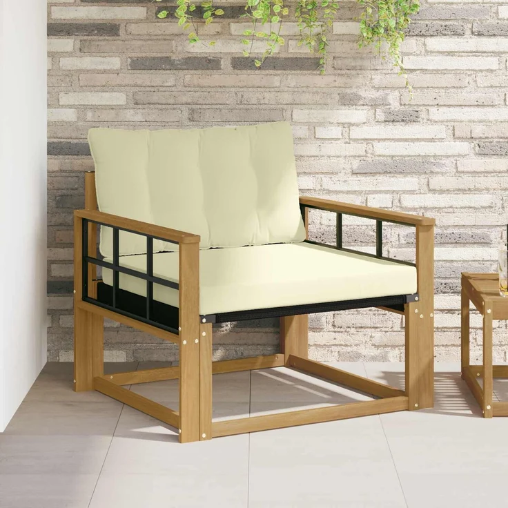 vidaXL Outdoor-Sofagarnitur Massives Akazienholz und Textilene Weiß 3439068 – Bild 1