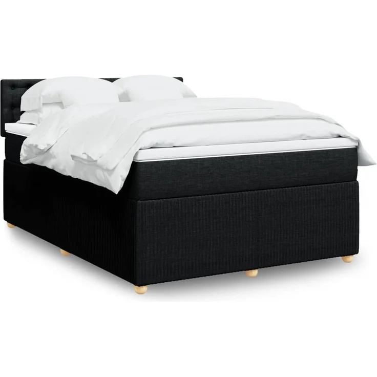 vidaXL Boxspringbett mit Matratze Schwarz 160x200 cm Stoff 3287523 – Bild 1