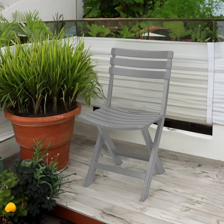 Spetebo Klappstuhl Kunststoff Klappstuhl 80 x 45 cm - grau (Einteilig, 1 St), Garten Balkon Terrasse Klapp Stuhl klappbar – Bild 3