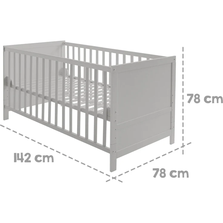 roba Gitterbettt 70 x 140 - 3-fach höhenverstellbar - 3 Schlupfsprossen - Babybett umbaubar - Holz taupe – Bild 6