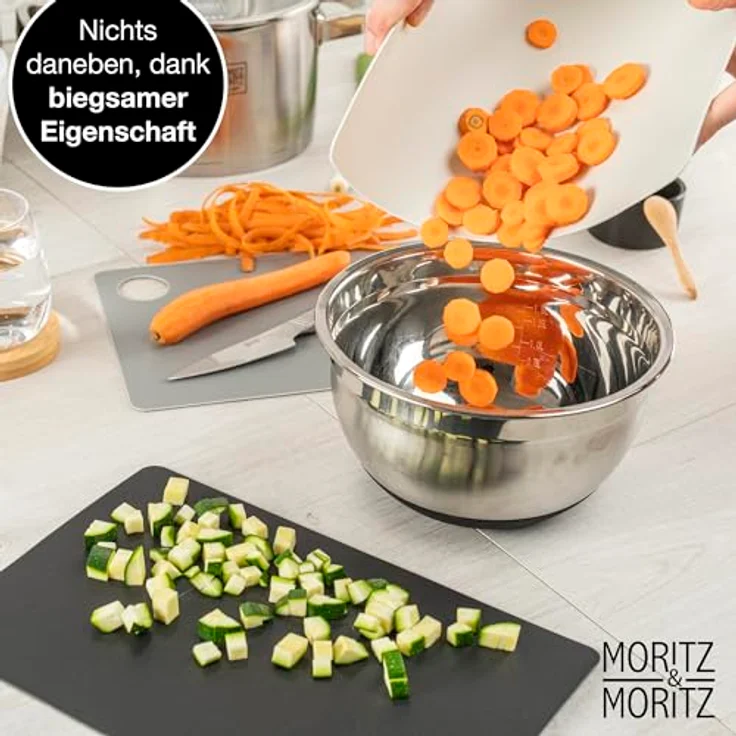 Moritz & Moritz Schneidebrett 4x Schneidematte Küche, Kunststoff, (4er-Set, 4-St), Je 29 x 19 cm - für schnelles Arbeiten – Bild 6