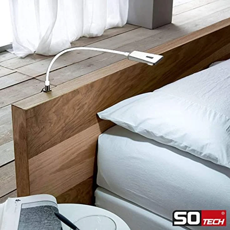 SOTECH 2 x LED Bettleuchte Luminoso, flexibles 2er Set in Weiß mit 3-stufiger Helligkeitseinstellung und Netzteil – Bild 2