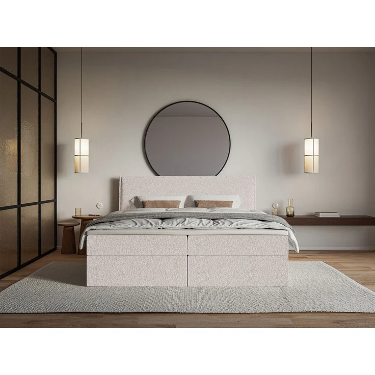 Selsey 'Softie' Boxspringbett 140x200 cm mit Topper und Stauraum, Chenille, Beige – Bild 2