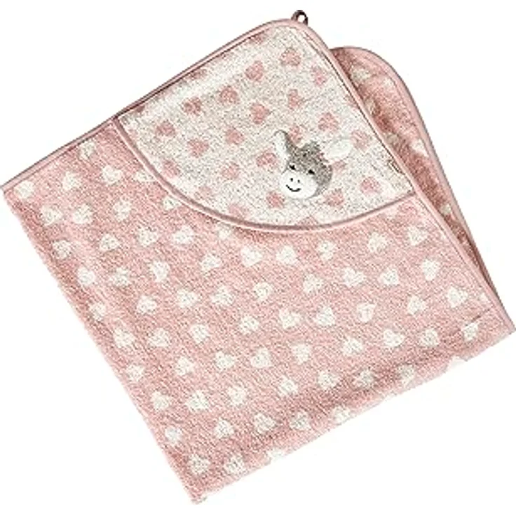 Sterntaler Kapuzen Badetuch 100x100 cm Esel Emmi Girl Herzen flora rose – Bild 2