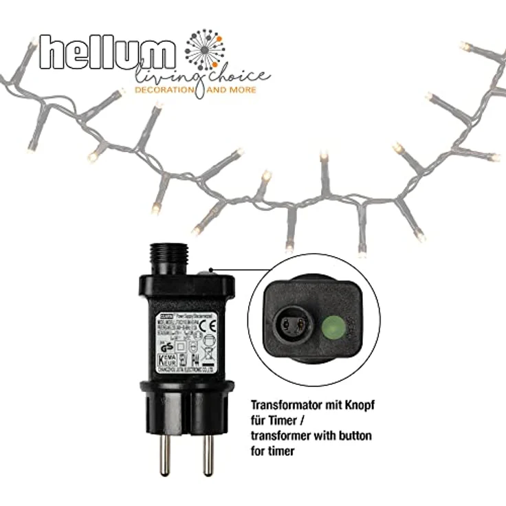 hellum LED Lichterkette außen Cluster, 23,98m 1200 LED Cluster Lichterkette warmweiß mit Timer, Strombetrieben indoor & outdoor, Weihnachtsbaumbeleuchtung mit Kabel – Bild 5