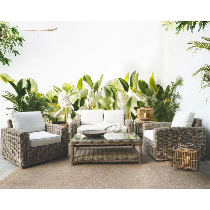 More2Home Couchtisch Rattan-Couchtisch, SPLIT, 100 x 50 cm grau – Bild 3
