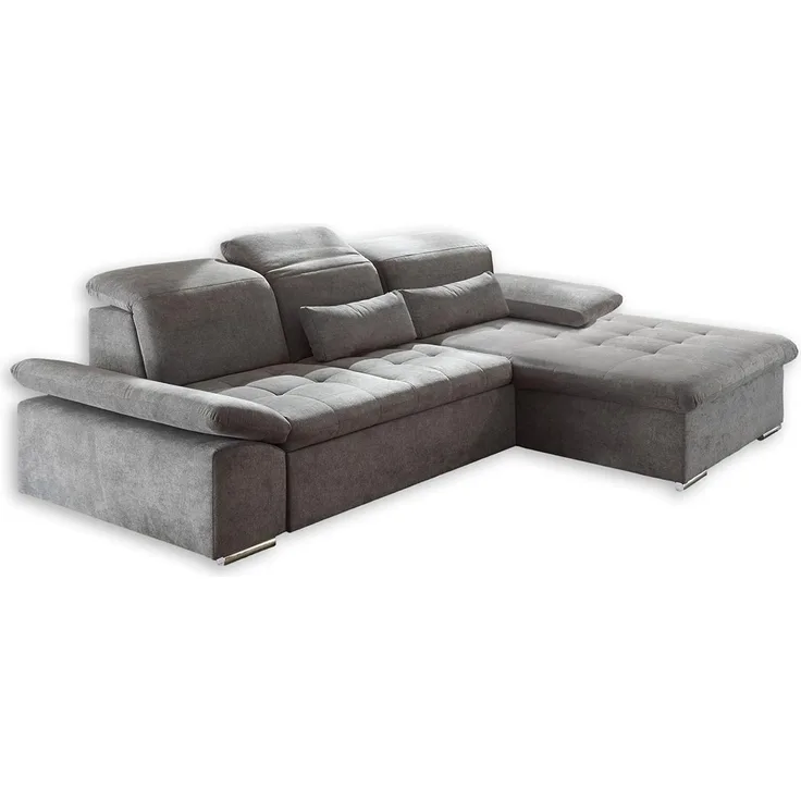 Couch WAYNE Echsofa Sofa Schlafcouch Bettsofa Sofabett dunkelgrau L-Form rechts