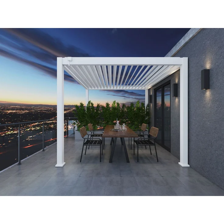 Weide Deluxe | Pergola Voll Aluminium freistehend | 3,6 x 4 M | Lamellendach weiß – Bild 7