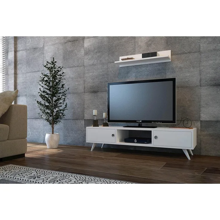 Homemania 'Aspen' TV-Tisch, Weiß,130 x 40 x 35 cm