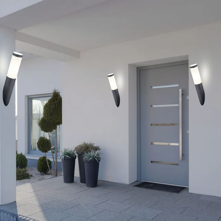 3er Set LED Fackel-Wandleuchte, Edelstahl anthrazit, H 40 cm – Bild 2