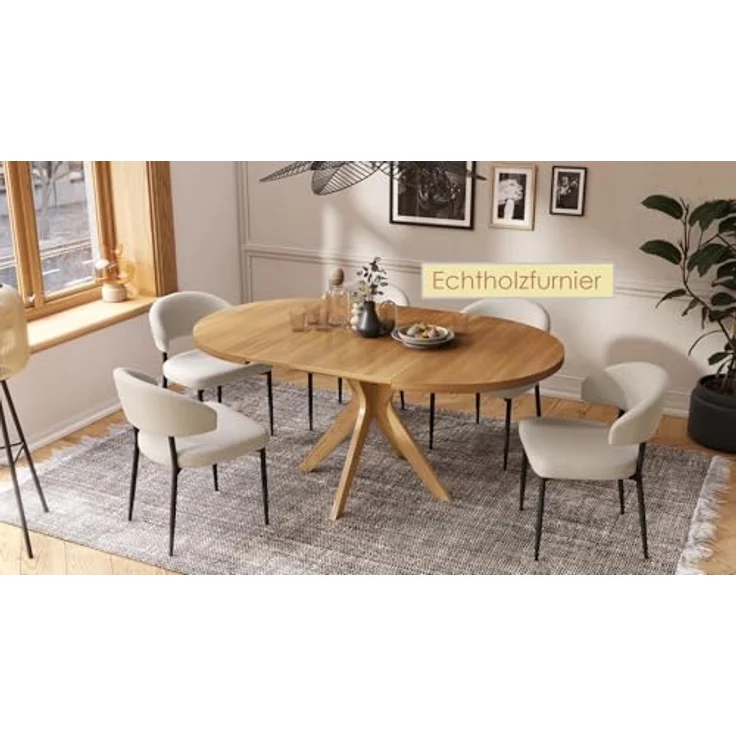 designimpex Esstisch Design Esstisch Renzo rund Esszimmer Tisch oval Echtholzfurnier, Esstisch, Esszimmertisch, Tisch, Ausziehtisch, Küchentisch, Esszimmer – Bild 8
