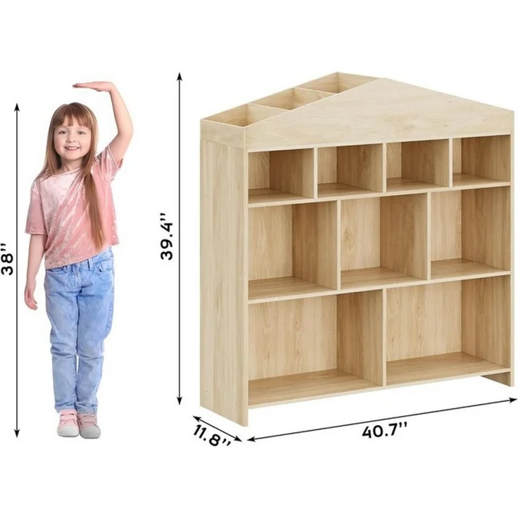 GarveeMore Kinderregal mit 15 Fächern,Burgdesign Spielzeugtruhe,103.5x30x100cm, Bücherregal Kinder,Standregal Spielzeug für Kinderzimmer,Schlafzimmer – Bild 4