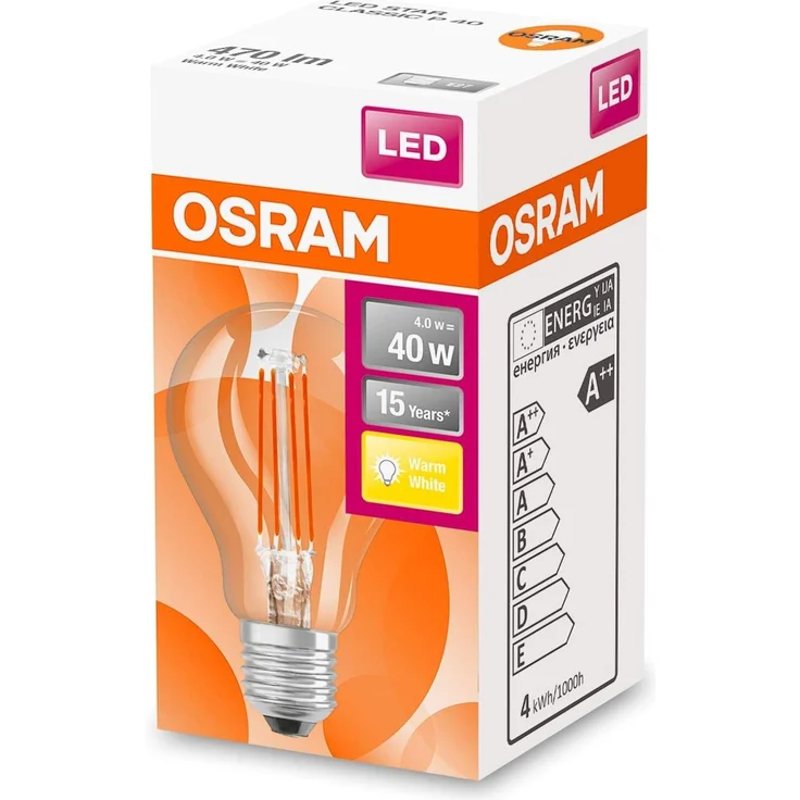 OSRAM LED Star Classic P, Sockel: E27, Nicht Dimmbar, Warmweiß, Ersetzt eine herkömmliche 40 Watt Lampe, Filament, 10er-Pack – Bild 3