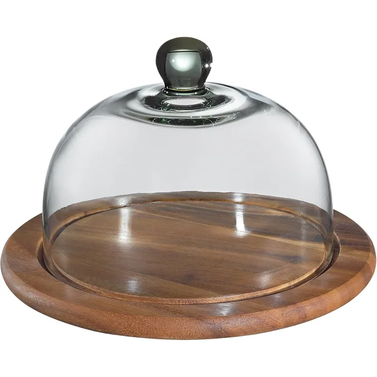 Käseglocke mit Glasdeckel, Akazie Ø 30 cm