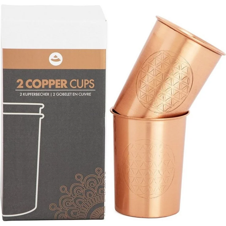 bodhi Becher Kupferbecher, 2er Set, 250 ml Blume des Lebens, Kupfer – Bild 4