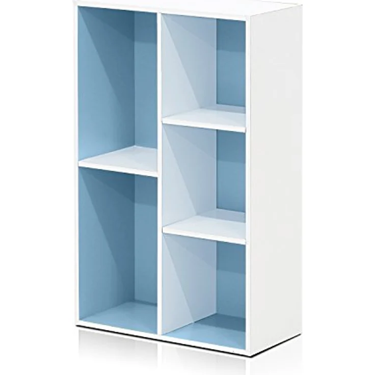 Furinno offenes Bücherregal mit 5 Fächern, holz, Weiß/Hellblau, 49. 5x23. 9x80 cm – Bild 6