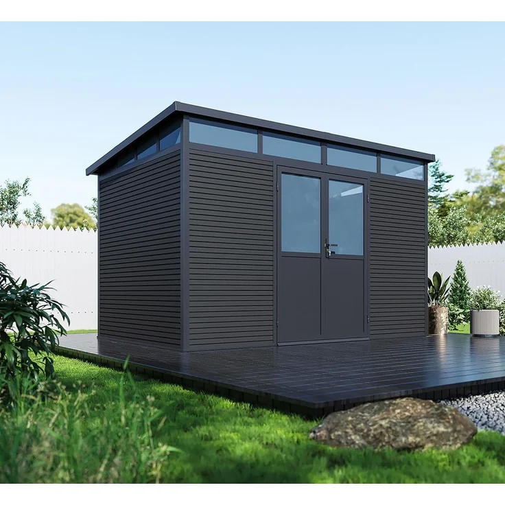 Weide Gartenhaus | Aluminium & WPC | Gerätehaus mit Doppeltür | 338x218x226 cm | Wetterfest in Anthrazit – Bild 2