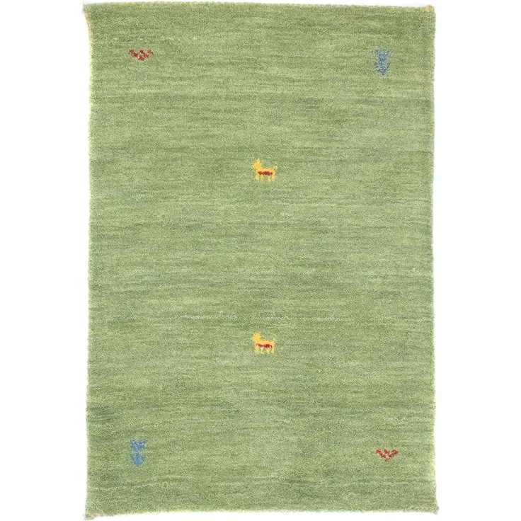 Gabbeh Teppich - Indus »Agra« 90 x 60 cm - hellgrün – Bild 2