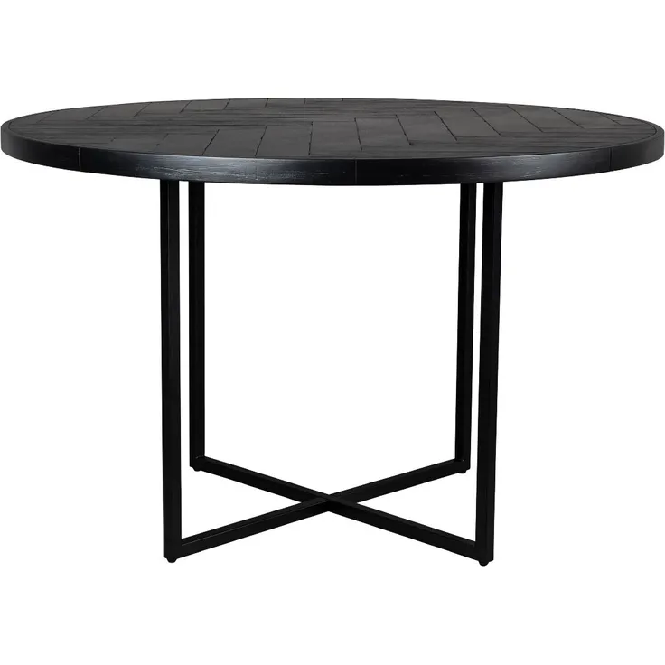 Esstisch CLASS BLACK mit Fischgrät Platte rund Ø 120 cm von DutchBone
