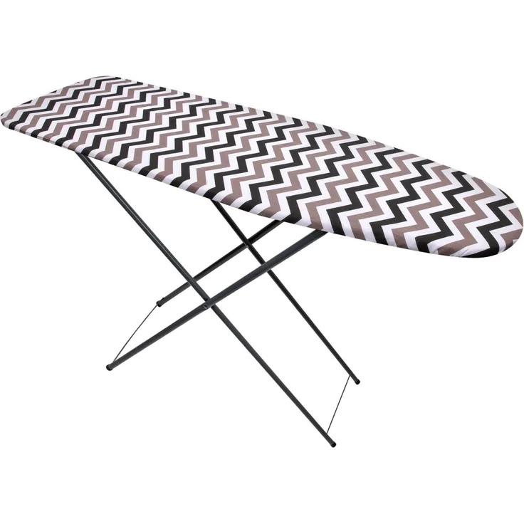 KADAX Bügelbrett 118 x 36 cm, höhenverstellbarer Bügeltisch mit robuster Metallkonstruktion, abnehmbare Bezug, praktische Ablagefläche und rutschfesten Füßen (Zickzack, 118x36cm)