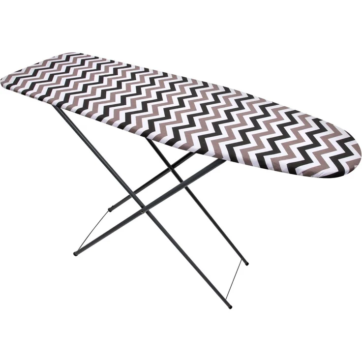 KADAX Bügelbrett 118 x 36 cm, höhenverstellbarer Bügeltisch mit robuster Metallkonstruktion, abnehmbare Bezug, praktische Ablagefläche und rutschfesten Füßen (Zickzack, 118x36cm) – Bild 1