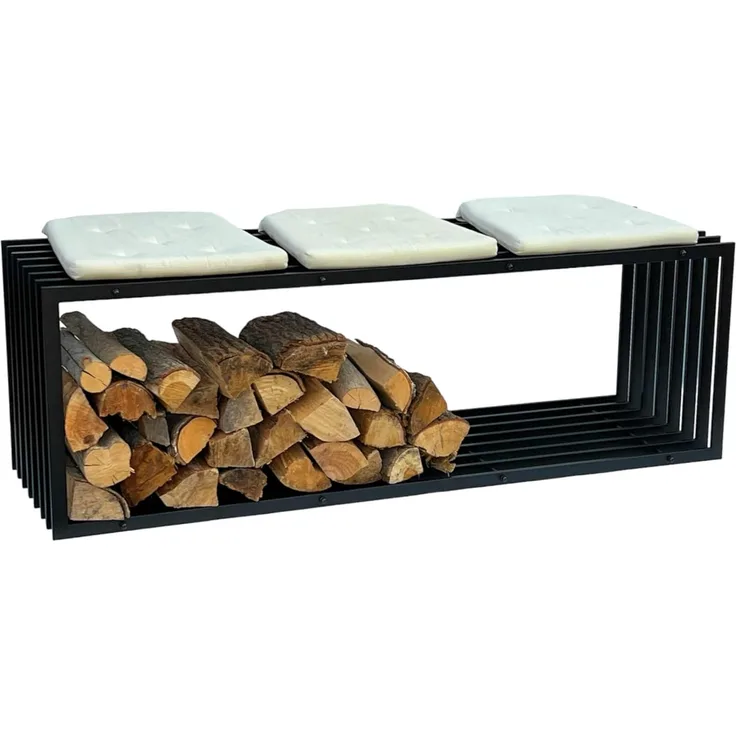 DanDiBo Kaminholzregal Innen Metall Schwarz Kaminholzständer 96430 150 cm Holzkorb Kaminholzhalter Brennholzregal