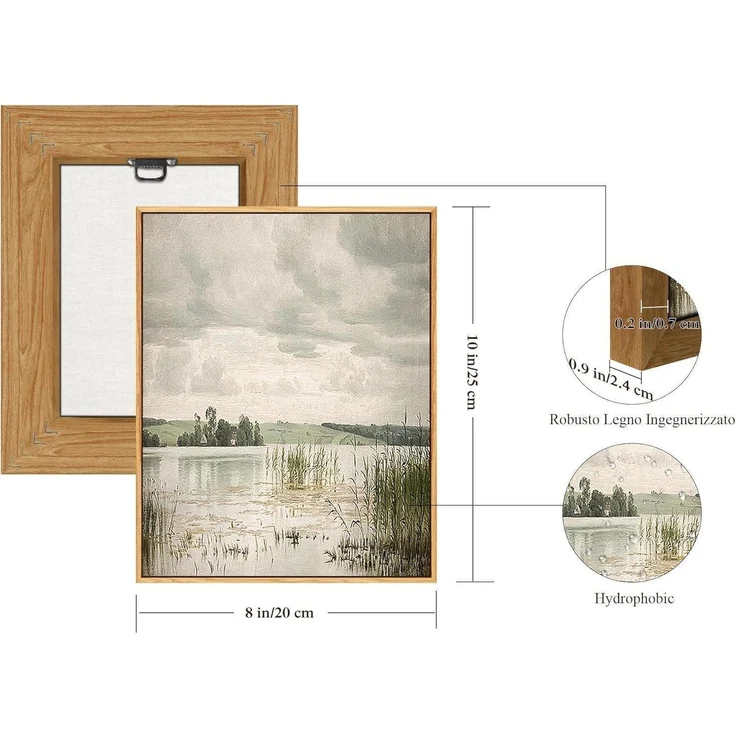 Vintage Leinwandbild mit Holzrahmen 20x25 cm Wohnzimmer Schlafzimmer Wanddeko – Bild 5