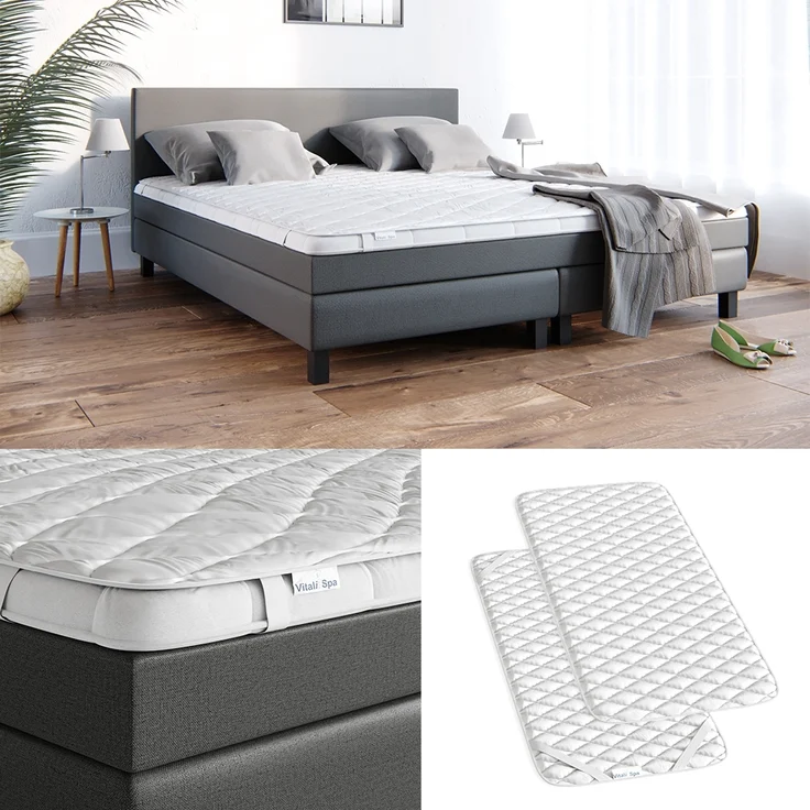 Matratzenschoner Weiß 90 x 200 cm waschbar bis 60°C trocknergeeignet Vitalispa – Bild 2