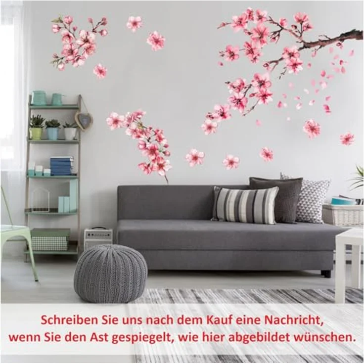 nikima Wandtattoo 268 Wandtattoo Kirschblüten Ast Zweig Aquarell Watercolor (PVC-Folie), in 6 vers. Größen – Bild 5