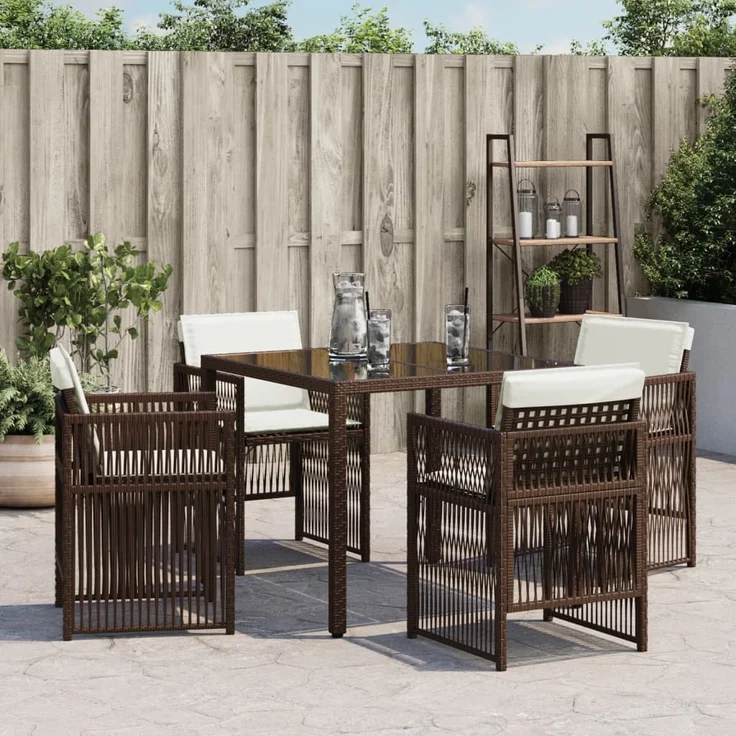 vidaXL Gartenstühle mit Kissen 4 Stk. Braun Poly Rattan 364969 – Bild 2