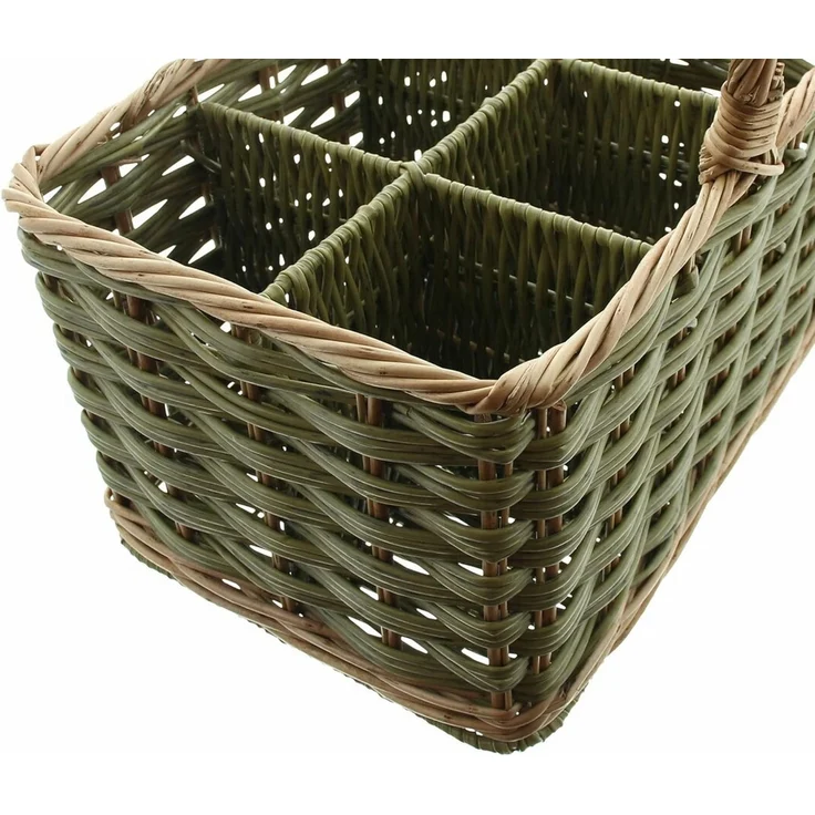 Flaschenkorb für 6 Flaschen Korb Weidengeflecht Aufbewahrungskorb Picknick grün – Bild 4