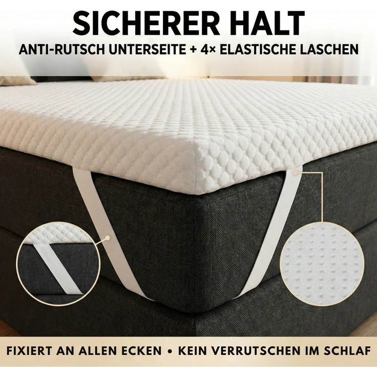 Topper SOFT 90x200cm, Memory Foam Matratzentopper, waschbarer Bezug, geeignet für Federkern & Schaumstoff Matratzen, H2, Matratzenauflage Höhe 5cm – Bild 3